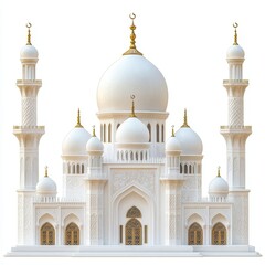 Fototapeta premium White Mosque with Golden Accents and Intricate Details
