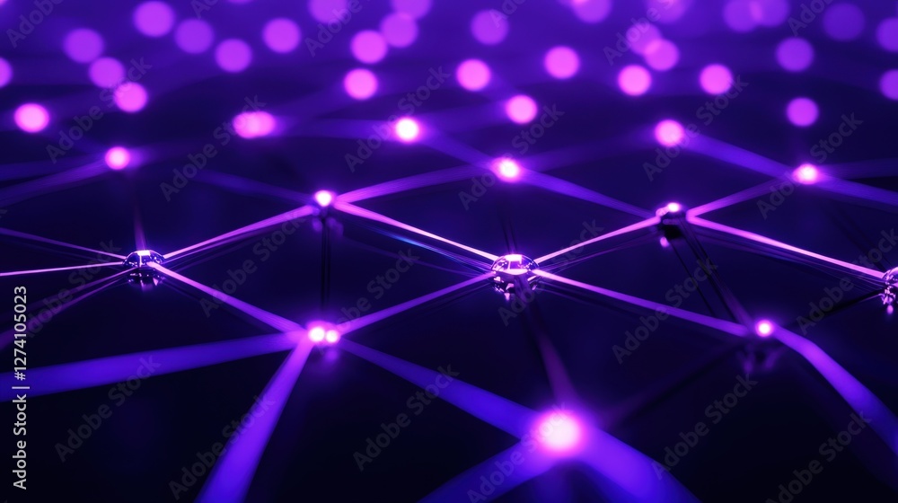 Aufkleber a captivating close-up view of interconnected purple lights forming a mesmerizing network. this abst