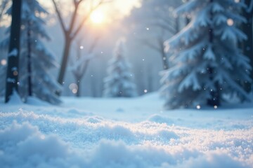 Fototapeta premium delicate snowflakes gently fall on a serene winter landscape, winter, calm, serene
