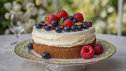cake with berries
