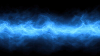 Fototapeta premium vibrant blue wave of smoke or vapor against black background creates mystical atmosphere. This evokes feelings of energy and movement, perfect for various creative projects