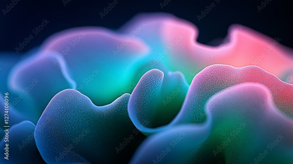 Poster iridescent wave formations with fluid textures and harmonious color blends