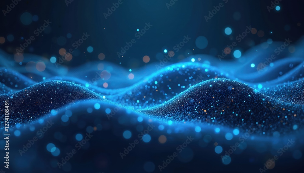Fototapete abstract futuristic background with blue glowing particles. concept of new tech. digital cyberspace 