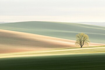 Fototapeta premium Rolling Hills of the Palouse with a Lone Tree in Spring