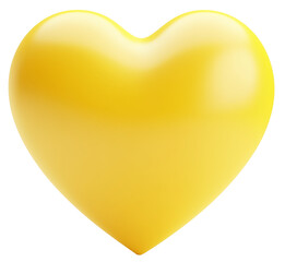 yellow heart 3d render icon isolated on transparent background cutout