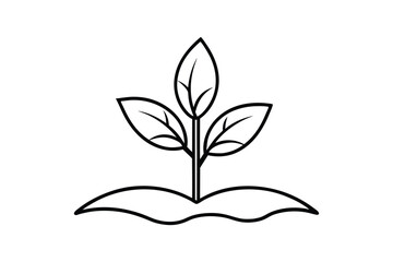 Eco-Friendly Line Art Plant Leaves, Seedling Growth, and Natural Design
