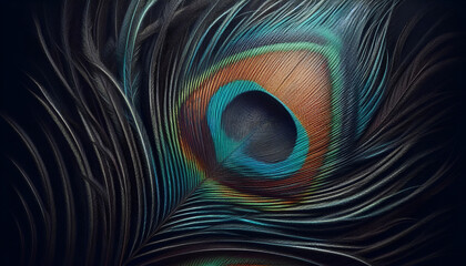 Obraz premium Peacock Feather Close-Up - Rich Colors and Elegant Patterns