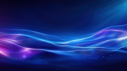 Fototapeta premium A mesmerizing abstract background featuring flowing waves of blue and purple light. Perfect for use in digital designs, presentations, or as a backdrop for creative projects.