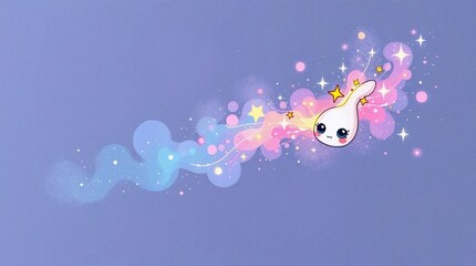Cute shooting star with sparkles on pastel background