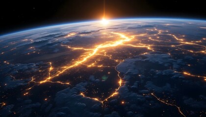 Fototapeta premium Planeta Tierra con luces de la ciudad en el espacio