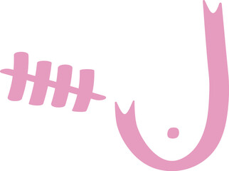 Breast Mastectomy Pink October Ribbon Hand Drawn Illustration Vector