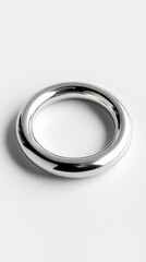 Silver Metal Torus or Ring on White Background