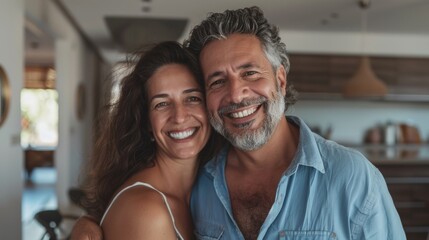 "A happy couple posing for a selfie."