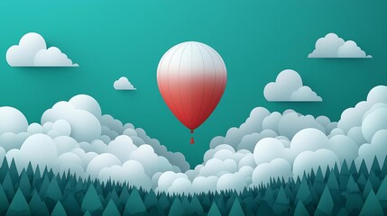 Obraz premium Ex Spouse Relationship Heartbreak Colorful hot air balloon above serene clouds.