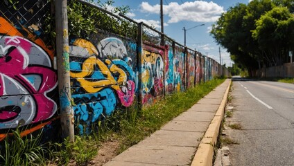 Fototapeta premium Colorful graffiti on brick walls