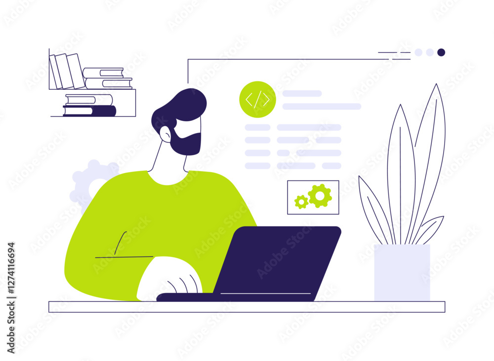 Wall mural software developer abstract concept vector illustration.