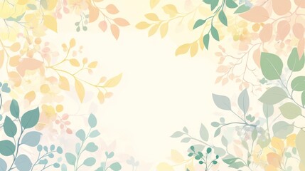 Pastel leaves frame, nature background, spring, design
