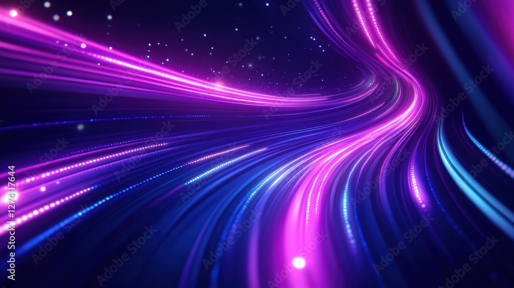 Aufkleber a vibrant and dynamic abstract background featuring flowing lines of purple and blue light, creating