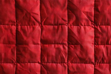 Quilted fabric. The texture of the blanket. Red textile