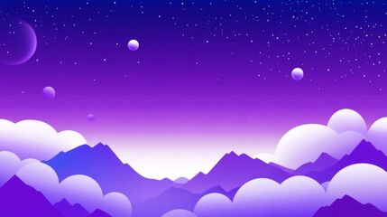 Purple Dreamscape: Celestial Mountains and Clouds