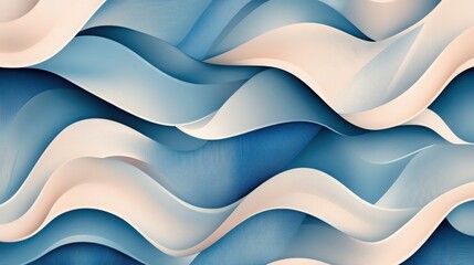 Obraz premium Abstract Waves of Serenity: A Calming Blue and Beige Gradient Art
