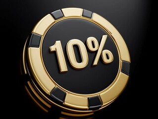 Fototapeta premium Golden10%DiscountChiponBlackBackground