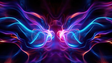 Fototapeta premium Stunning abstract representation of colorful light waves intertwining in a dynamic dance. Perfect for backgrounds, artistic projects, or visually striking designs.
