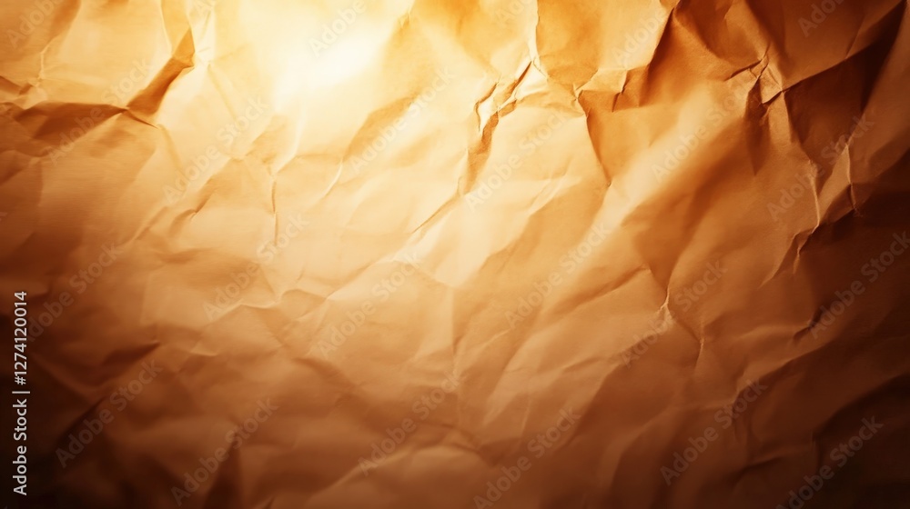Aufkleber a close-up view of crumpled brown paper with subtle texture and warm lighting. ideal for backgrounds