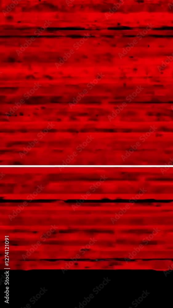 Poster dynamic glitch transition with vibrant red and white horizontal bars