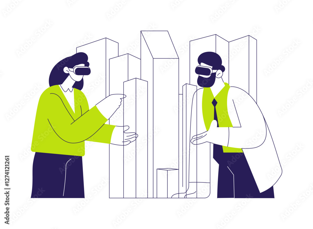 Poster virtual reality in architecture abstract concept vector illustration.