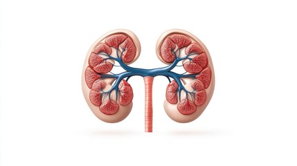 Detailed anatomical illustration of human kidney cross-section