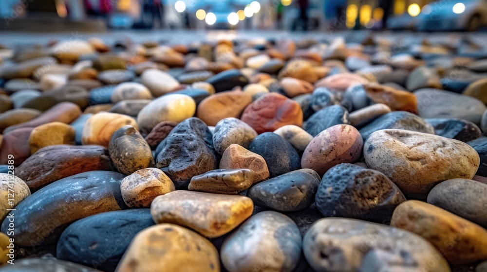 Aufkleber a close-up view of various smooth pebbles scattered on a surface.