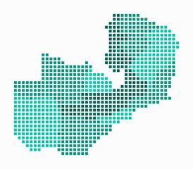 Obraz premium Zambia dotted map. Digital style map of the country on white background. Zambia shape with square dots. Colored dots style. Large size squares. Vibrant vector illustration.