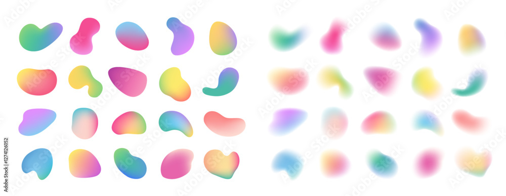Poster gradient fluid shapes with rainbow effect. vector isolated colorful blend of colors, blurry creative