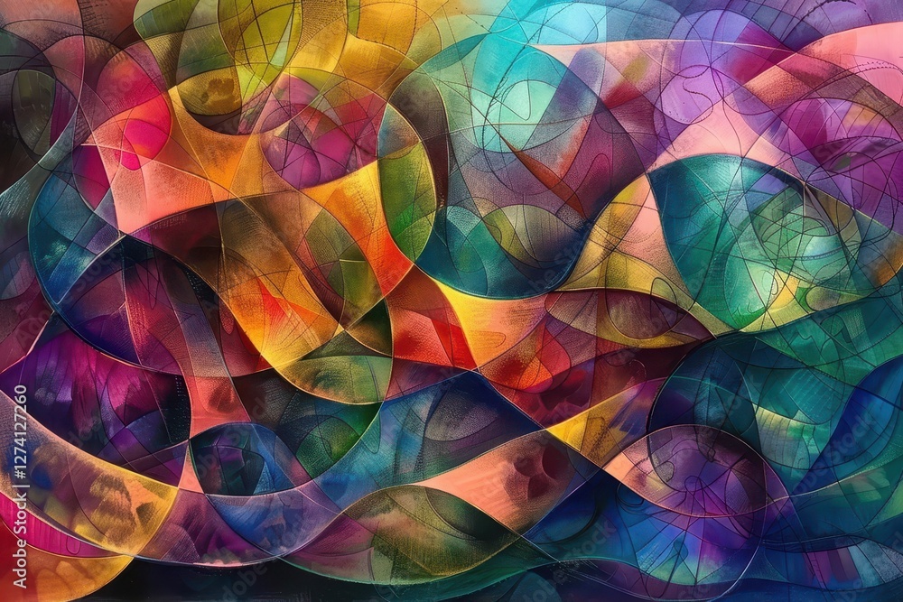 Poster colorful abstract patterns swirl in a mesmerizing display of light and movement, creating a dynamic 