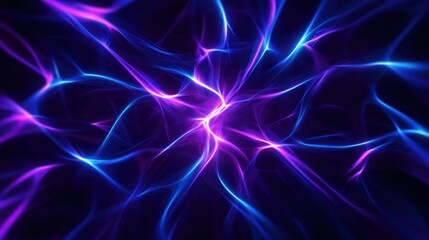 Fototapeta premium A mesmerizing display of vibrant blue and purple light trails flowing gracefully against a dark background, creating an abstract and dynamic visual experience perfect for digital d