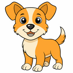 Adorable Dog Coloring Page - Cute Puppy Vector Illustration 