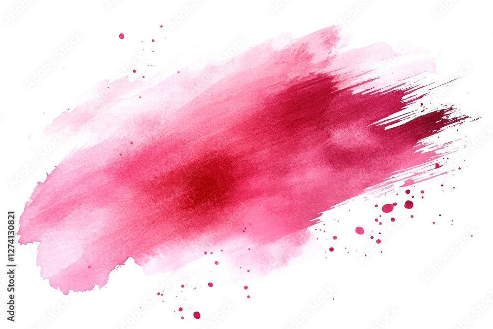 Aufkleber pink watercolor brush stroke with splatters creating a dynamic and expressive visual