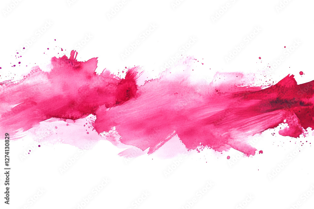 Poster pink watercolor brush stroke creating a dynamic and expressive visual effect on white background