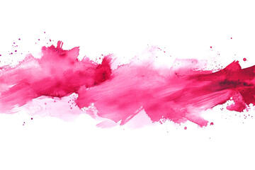 Pink watercolor brush stroke creating a dynamic and expressive visual effect on white background