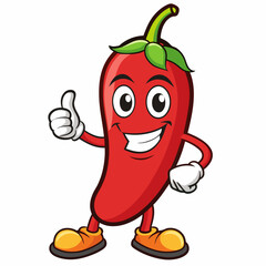 Cute Chili Character Vector - Thumbs Up & Smiling Approval Illustration