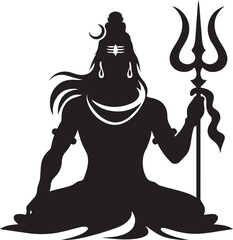 lord shiva god trishul  trident Silhouette Vector Illustration