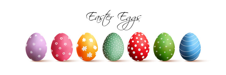 Set of Easter eggs on white background	
