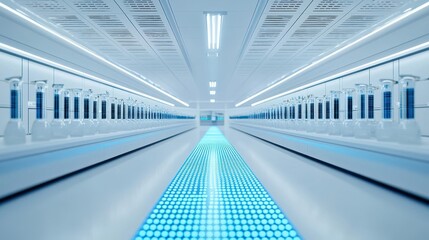 Obraz premium A futuristic AIpowered laboratory automating drug discovery, symbolizing advancements in pharmaceuticals