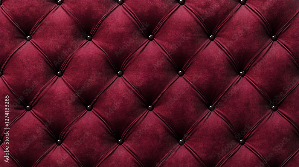 Poster rich velvet texture with diamond tufting and decorative buttons creating a luxurious backdrop for el