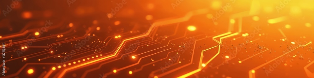 Leinwandbilder vibrant tangerine tech background with subtle abstract circuit elements for energetic sleek business
