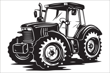 Obraz premium Vintage and Modern Tractor Silhouette Set – Perfect for Farm Lovers & Designers.