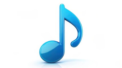 Obraz premium Blue Music Note on White Background