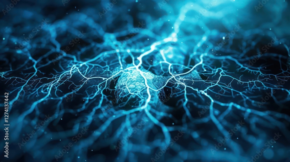 Aufkleber abstract representation of neural networks with glowing lines and nodes.