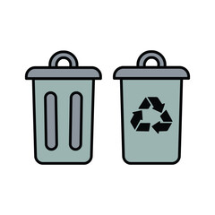 trash can, icon, flat, design, vector, illustrations, Graphic Design, education, style, trendy, collections